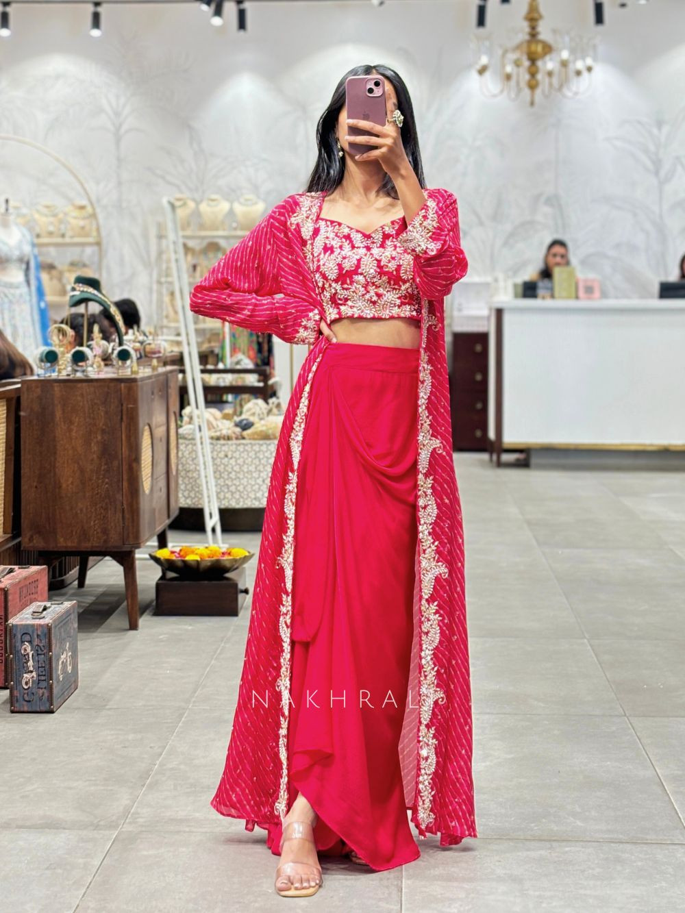 Skirt Party Wear Crop Top Lehenga With Jacket Party Wear Crop Top