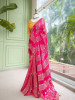 Pravahini Magenta Bandhani Saree with Sequin, Cut Dana &amp; Mirror Work Readymade Blouse