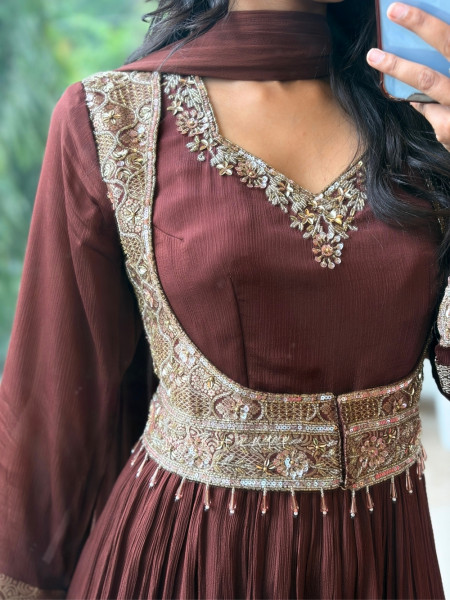 Siara Brown Jacket-Style Anarkali