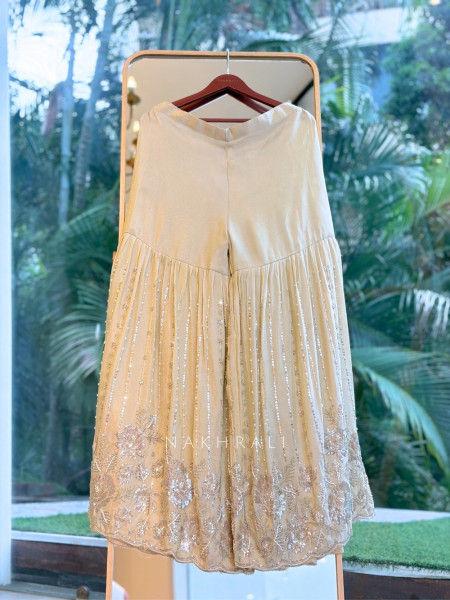 Kushika Cream Chanderi Silk Blend Sharara Set