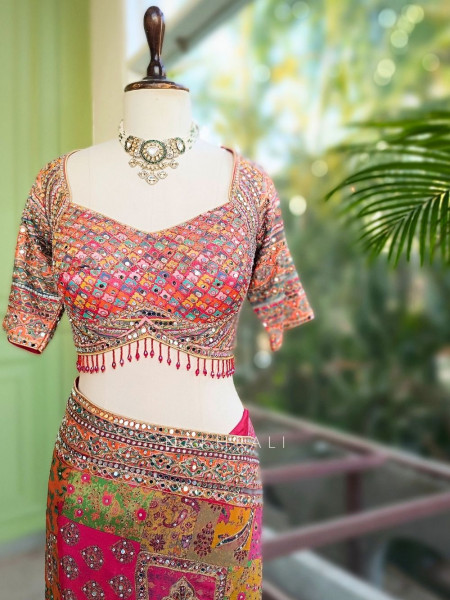 Rangvilasa Multicolor Mirror Embroidered Saree with Readymade Blouse