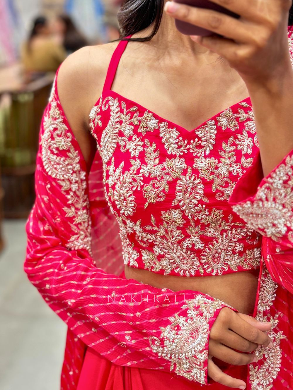 Desi Glow Crop Top Dhoti Skirt set with Jacket