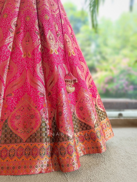 Madhulika Red Banarasi Katan Silk Lehenga Set With Zari Brocade Work