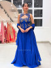 Scarlet Blue Raw Silk &amp; Georgette Corset Lehenga Set