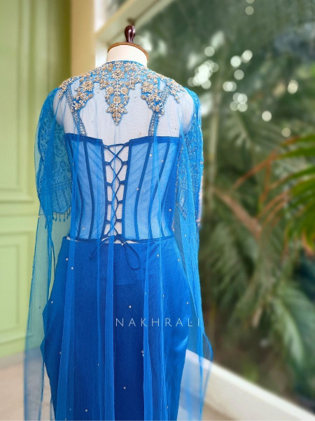 Celeste Glow Corset Skirt Set with Cape