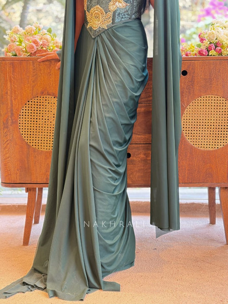 Marcellia Green Corset Cape Skirt Set