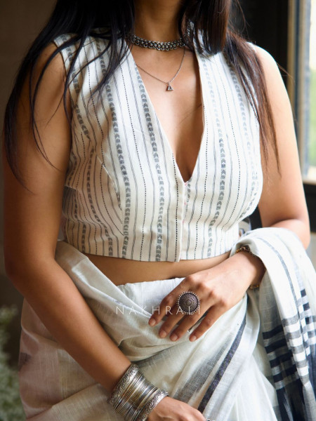 Madam Chic White Cotton Halter Neck Blouse