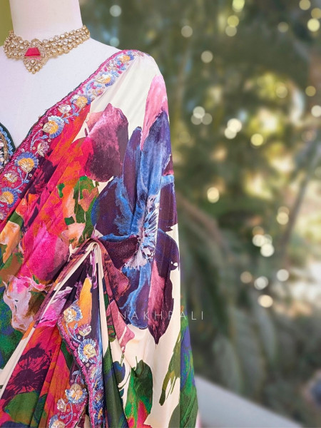 Picasso Multicolor Floral Saree with Sequin Work