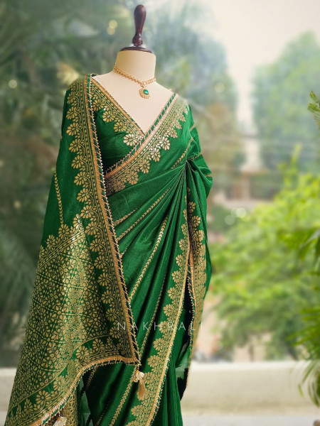Damini Green Chanderi Silk Saree with Brocade Work