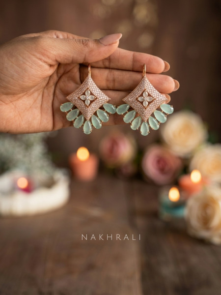 Mirevia Sea Green Statement Earrings