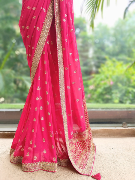 Regal Magenta Saree with Golden Zari Detailing