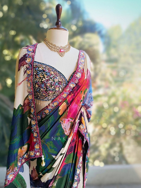 Picasso Multicolor Floral Saree with Sequin Work