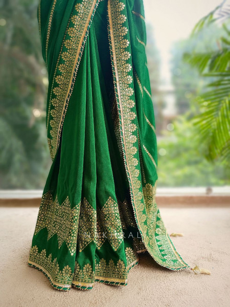 Damini Green Chanderi Silk Saree with Brocade Work