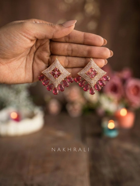 Mirevia Ruby Red Statement Earrings