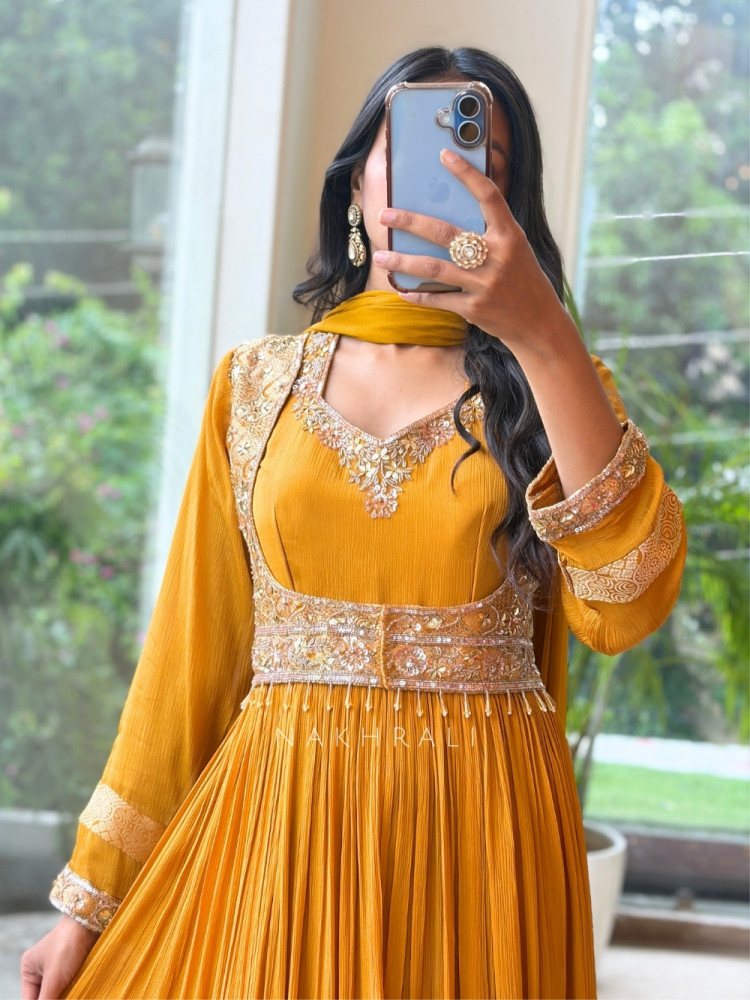 Image of Siara Mustard Jacket-Style Anarkali