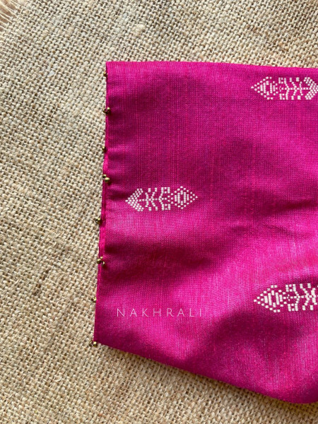 Miwa Magenta Silk Blouse with Ikat Butti