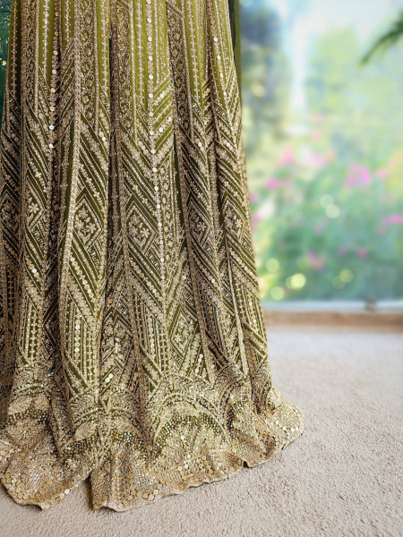 Serenya Green Sequin Palazzo Set with Choker Dupatta