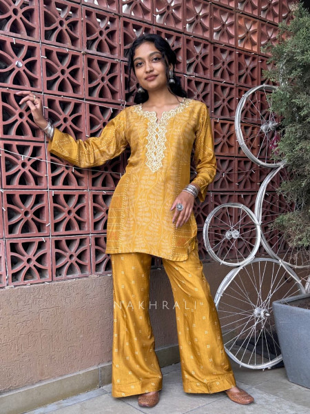 Tarini Yellow Pant Kurta Set with Lace Detail
