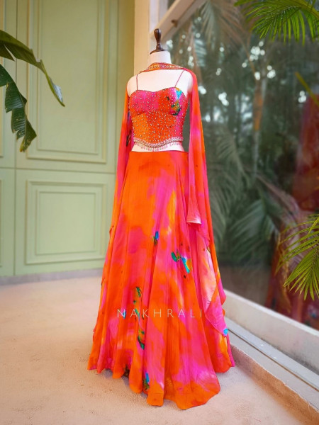 Kivara Multicolor Corset Lehenga Set with Stone Work