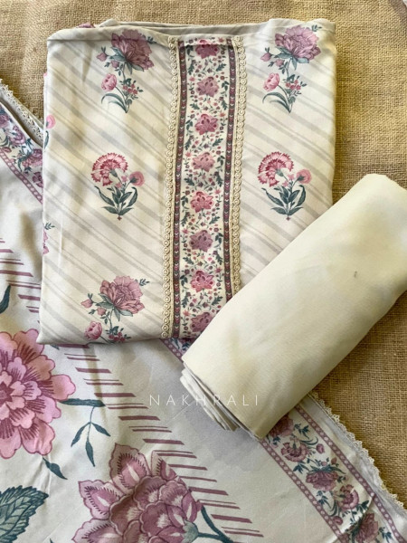 Bloomscape Woolen Printed Dress Material