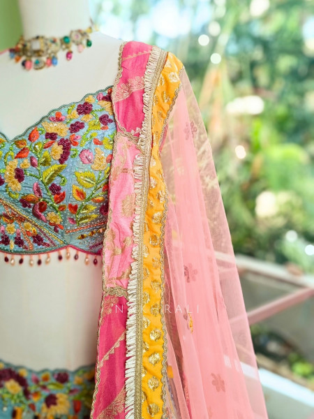 Kaleido Carnival Multicolor Silk Base & Net