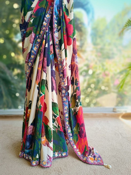 Picasso Multicolor Floral Saree with Sequin Work