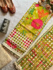 Phulwari Green Multicolor Cotton Dress Material with Net Detail