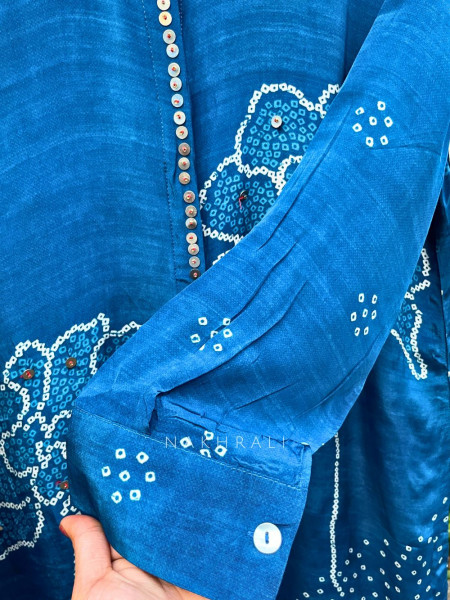 Rangva Blue Printed Shirt with Floral Motif