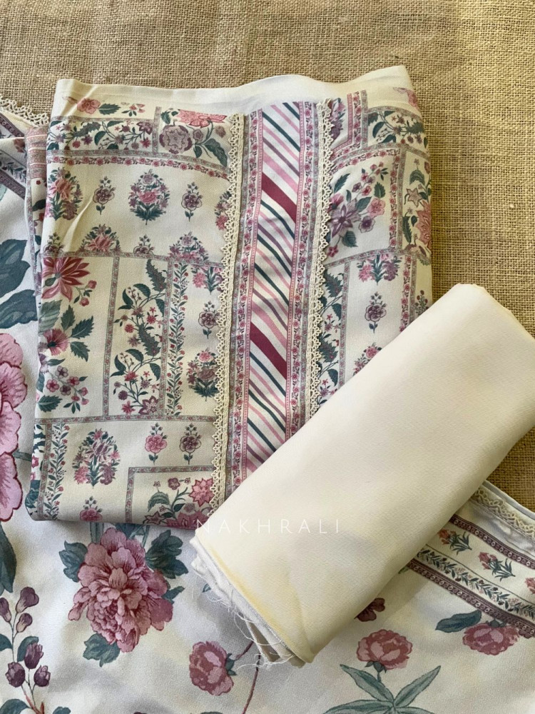 Image of Bloomscape Woolen Printed Dress Material