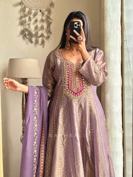 Amara Purple Tissue Gota Patti & Zari Anarkali