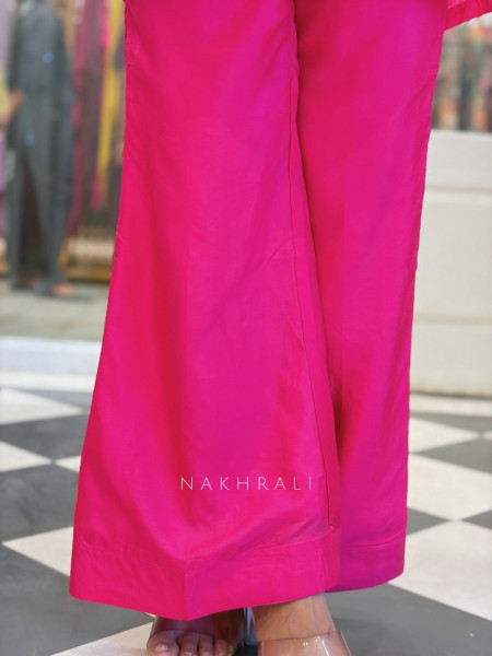 Rivka Magenta Silk Kurta Pant Set with Embroidery Tassel Work