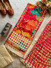 Phulwari Red Multicolor Cotton Dress Material with Net Detail