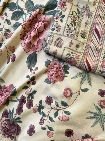 Bloomscape Woolen Printed Dress Material