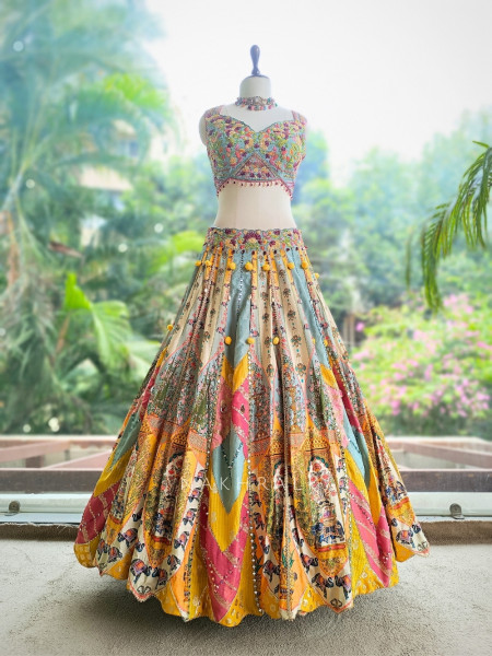Kaleido Carnival Multicolor Silk Base & Net