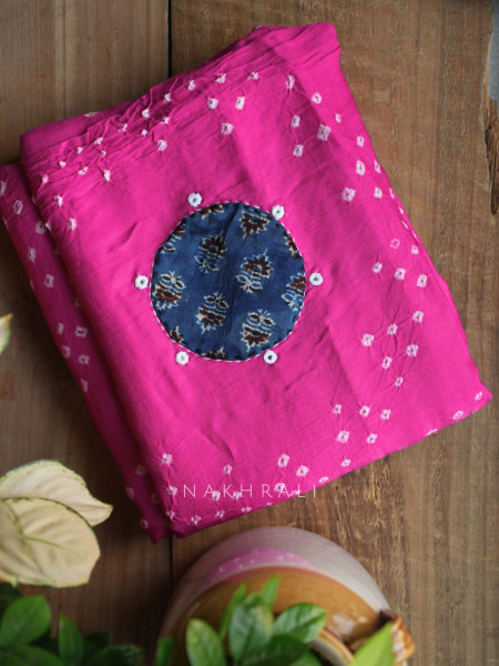 Manjari Magenta Bandhej Saree with Running Blouse Piece