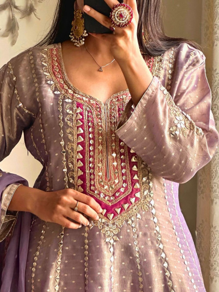 Amara Purple Tissue Gota Patti & Zari Anarkali