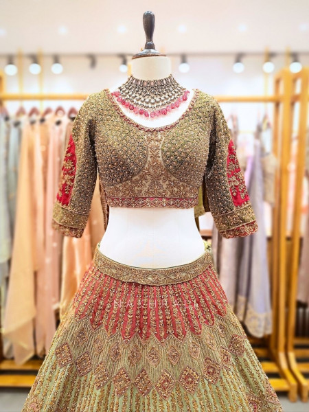 Shiddat Pista Green Bridal Lehenga