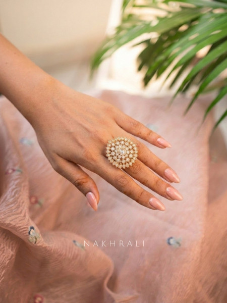 Siyara White Statement Ring