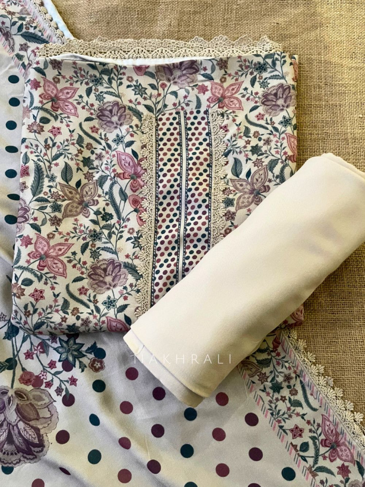 Image of Bloomscape Woolen Printed Dress Material