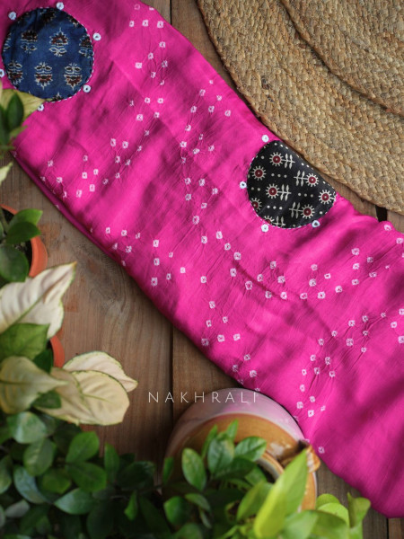 Manjari Magenta Bandhej Saree with Running Blouse Piece