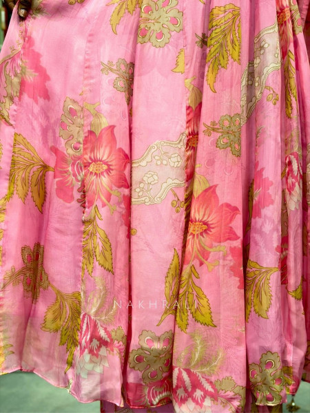 Ever Bloom Soft Pink Floral Georgette Anarkali Suit Set
