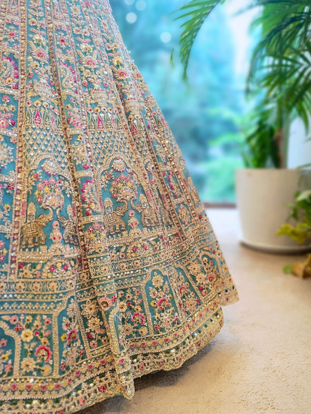 Aurelia Sky Blue Net Lehenga with Zari & Sequin Embroidery