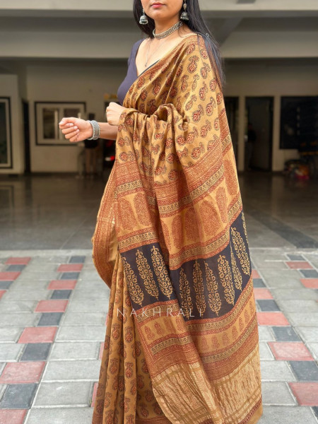 Aayat Aura Brown Chanderi Saree
