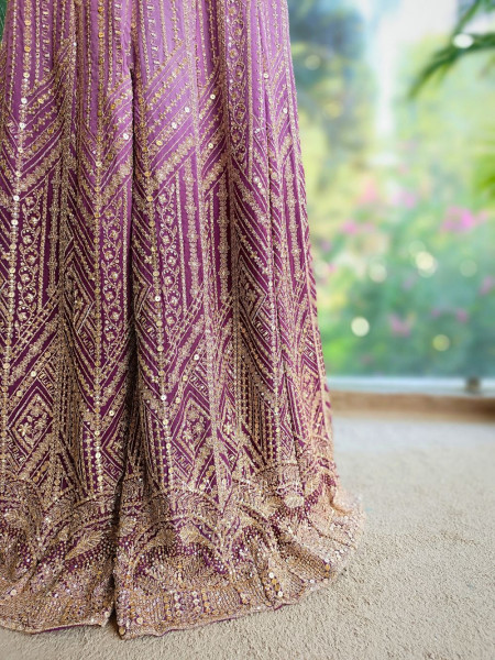 Serenya Purple Sequin Palazzo Set with Choker Dupatta