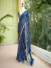 Gulnaar Blue Saree with Zari Bandhej Work