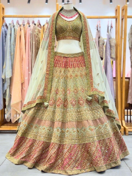 Shiddat Pista Green Bridal Lehenga