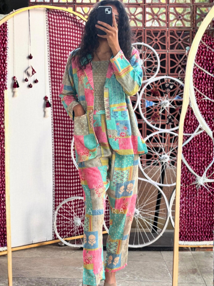 Image of Nooraya Multicolor Cotton Co-ord Set with Patch Print