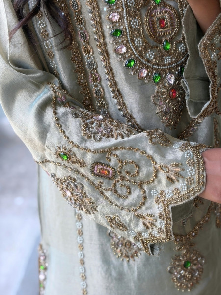 Firdaus Jewel-Neck Sea Green Suit Set