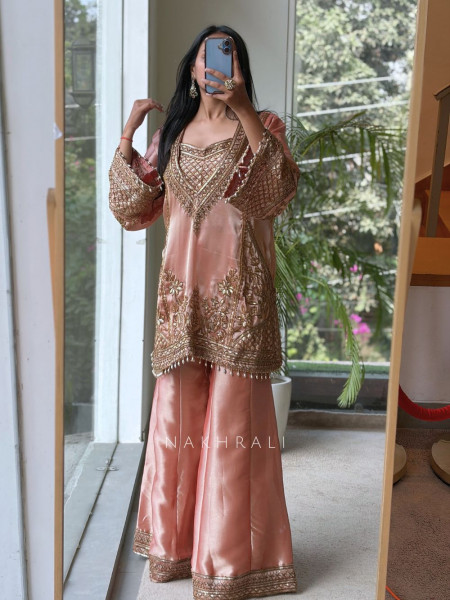 Sienna Peach Sharara Suit Set