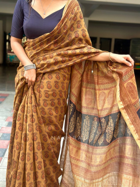 Aayat Aura Brown Chanderi Saree